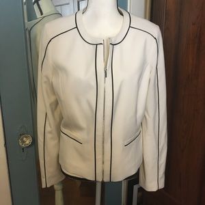 Calvin Klein Jacket White, Black Piping